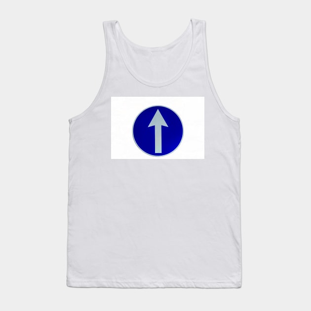 Rounded traffic sign in blue and white, ahead only Tank Top by lena-maximova